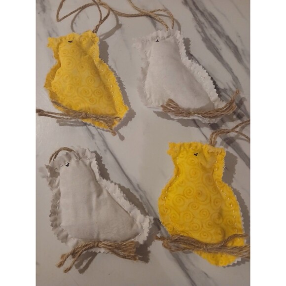 Country Cottage Other - Christmas Ornaments  Handmade Gift  Primitive Colorful Cottage Chick - Set of 4